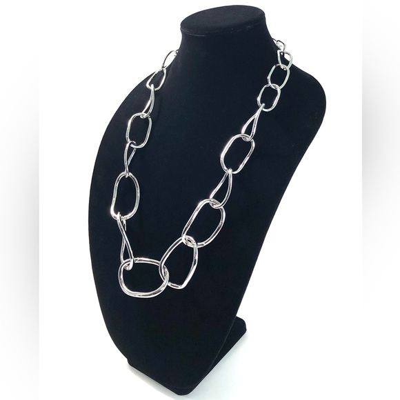 Lauren by Ralph Lauren Silver Tone Graduated Chain Link Necklace 28 inches - Picture 3 of 8
